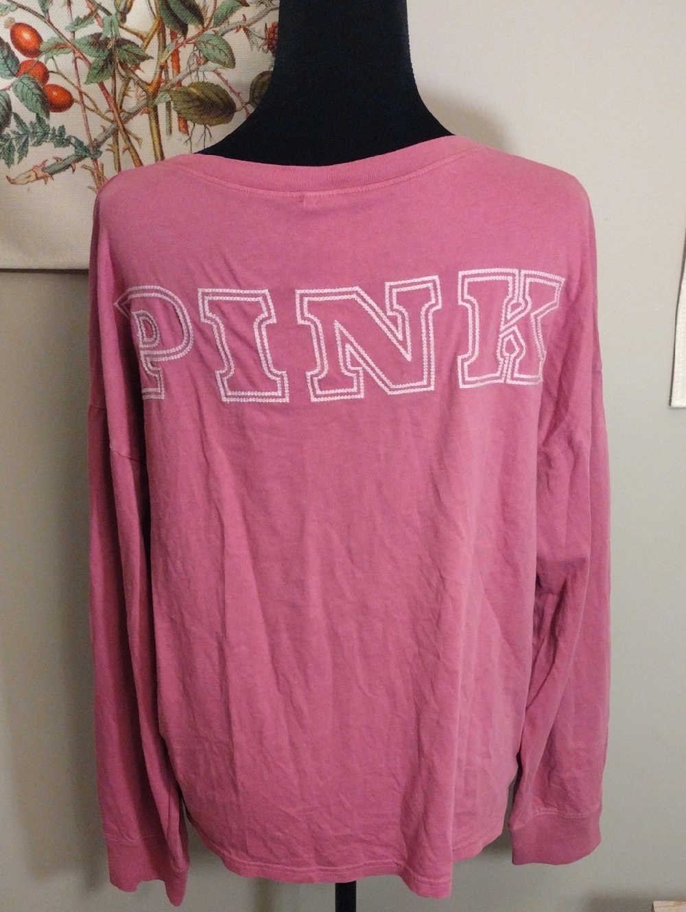 PINK Victoria's Secret Long Sleeve Logo Tee Large 🆕